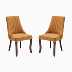 Set of 2 Rayon Cloth Flocking Linen Dining Chairs-0