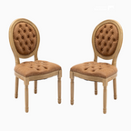 Set of 2 French Style Solid Wood Antique Dining Chairs-0