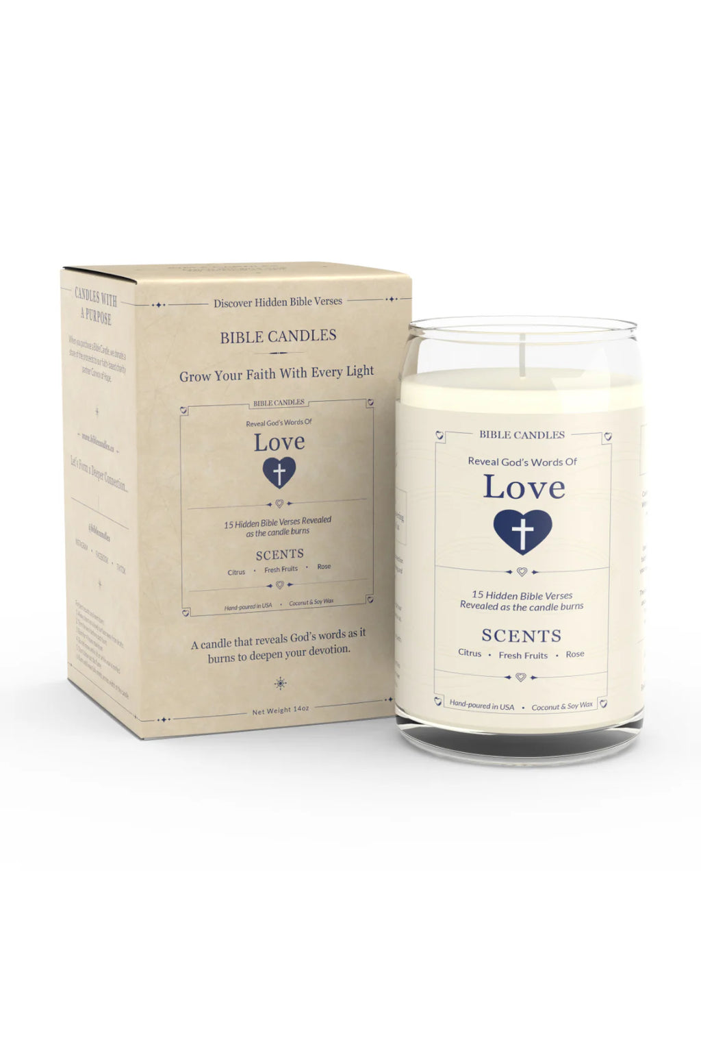 Love Bible Candle - Citrus, Fresh Fruits & Rose Scent with Hidden Verses-4
