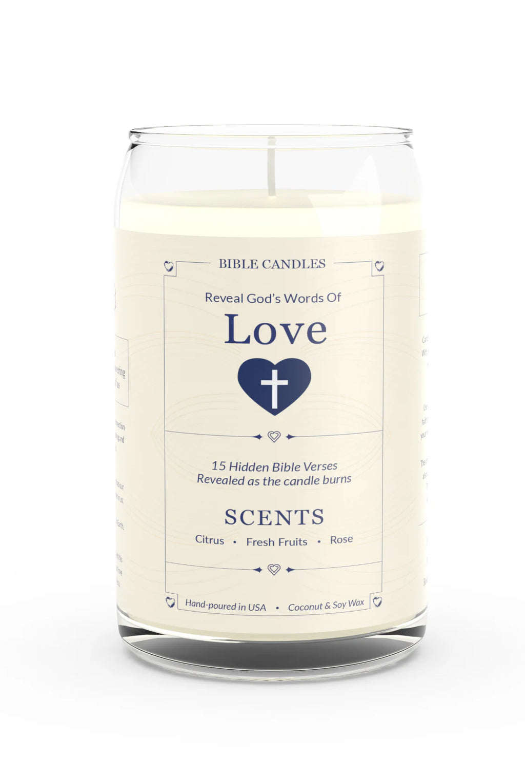 Love Bible Candle - Citrus, Fresh Fruits & Rose Scent with Hidden Verses-0