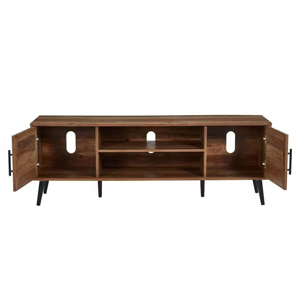 Modern Rustic Wood Finish TV Stand with Mid-Century Legs - for TV up to 65-inch-1