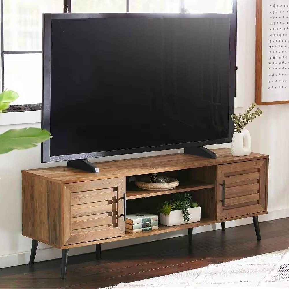 Modern Rustic Wood Finish TV Stand with Mid-Century Legs - for TV up to 65-inch-2