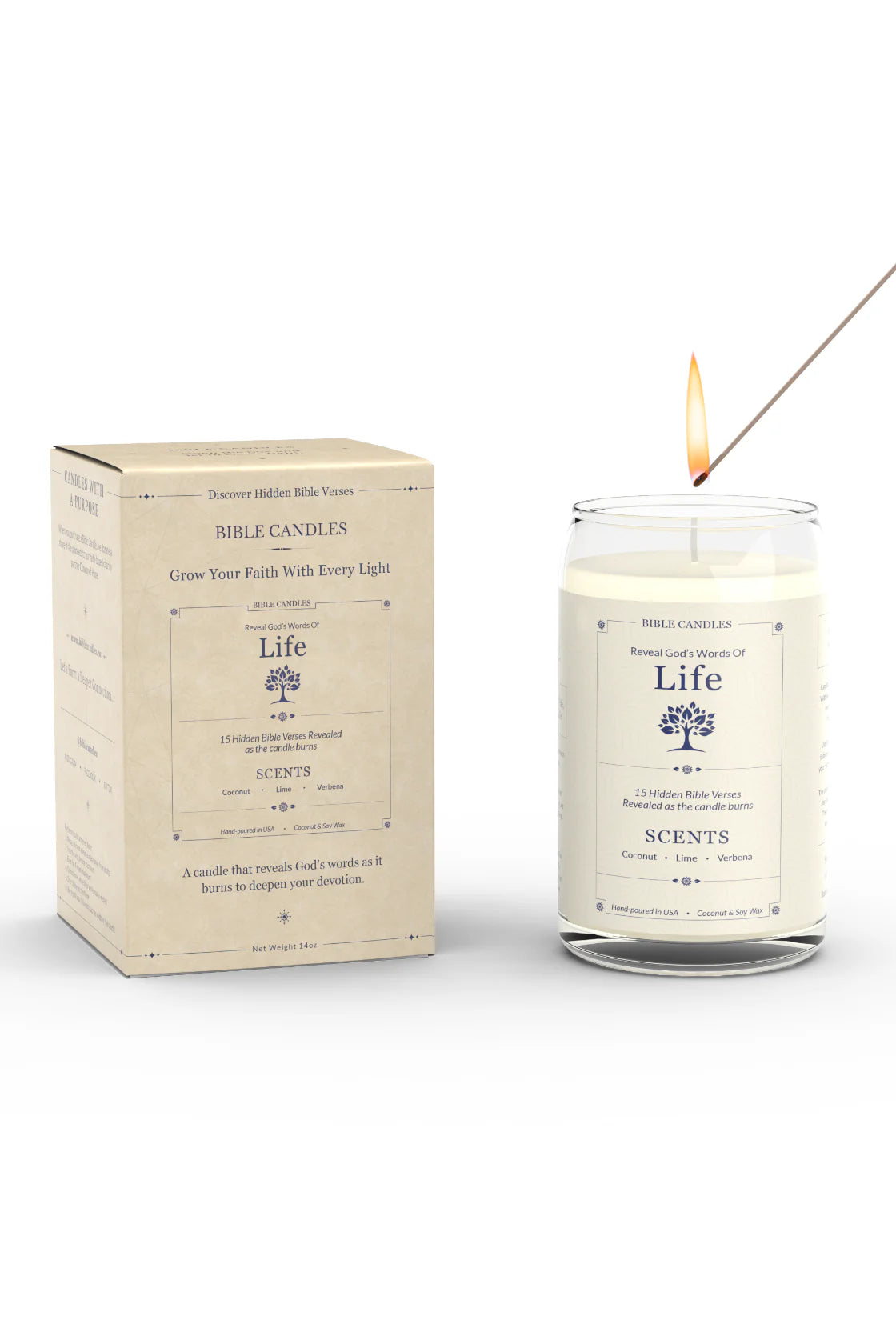 Life Bible Candle - Coconut, Lime & Verbena Scent with Hidden Verses-4