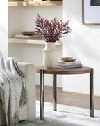 Palasbari Round Walnut Metal Coffee Table - Clearance-1