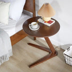 House Faction Solid Wood Edge Sofa Side Table - Walnut Finish-1