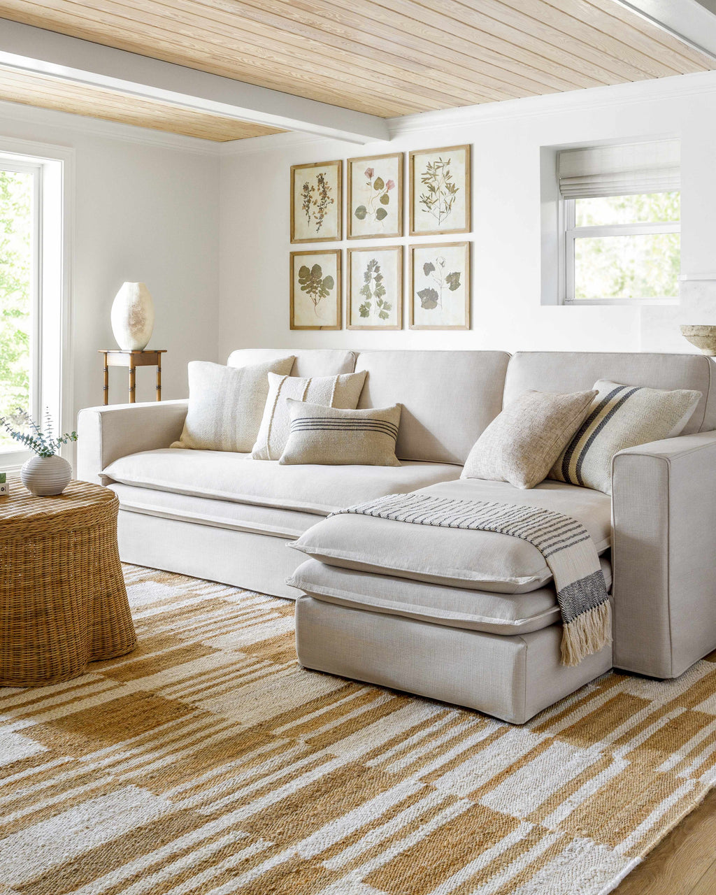 Sachsenkam Upholstery Beige Linen Sofa - Clearance-1