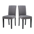 Set of 2 - Grey Fabric Dining Chairs with Black Wood Legs-0