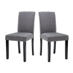 Set of 2 - Grey Fabric Dining Chairs with Black Wood Legs-0