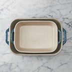 Staub Blue Ceramic Stoneware Baking Dish, Set of 2