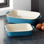 Staub Blue Ceramic Stoneware Baking Dish, Set of 2