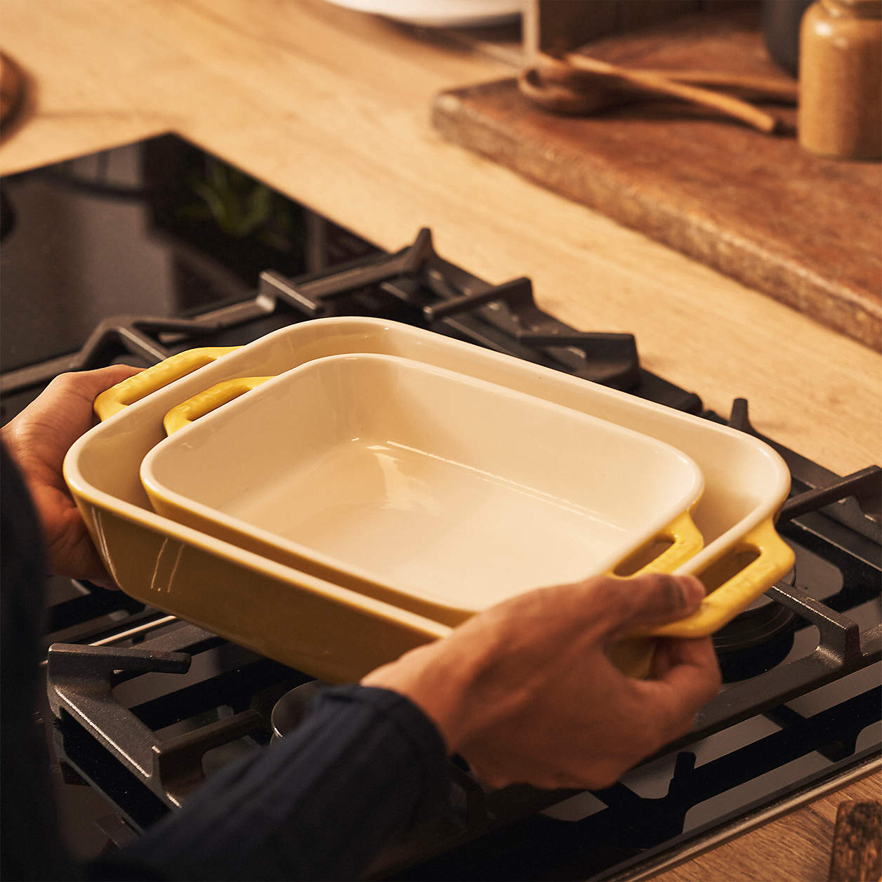 Staub Yellow Ceramic Stoneware Baking Dish, Set of 2