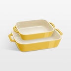 Staub Yellow Ceramic Stoneware Baking Dish, Set of 2