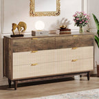 Retro Mid-Century Modern 6 Drawer Dresser Chest of Drawers in Vintage Brown-1