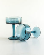 Handblown Hammered Coupe Cocktail Glass Pair-9