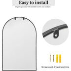 Black Arched Wall Mirror 42x24 Inches With Iron Frame-4