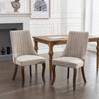 Set of 2 Rayon Cloth Flocking Linen Dining Chairs-2