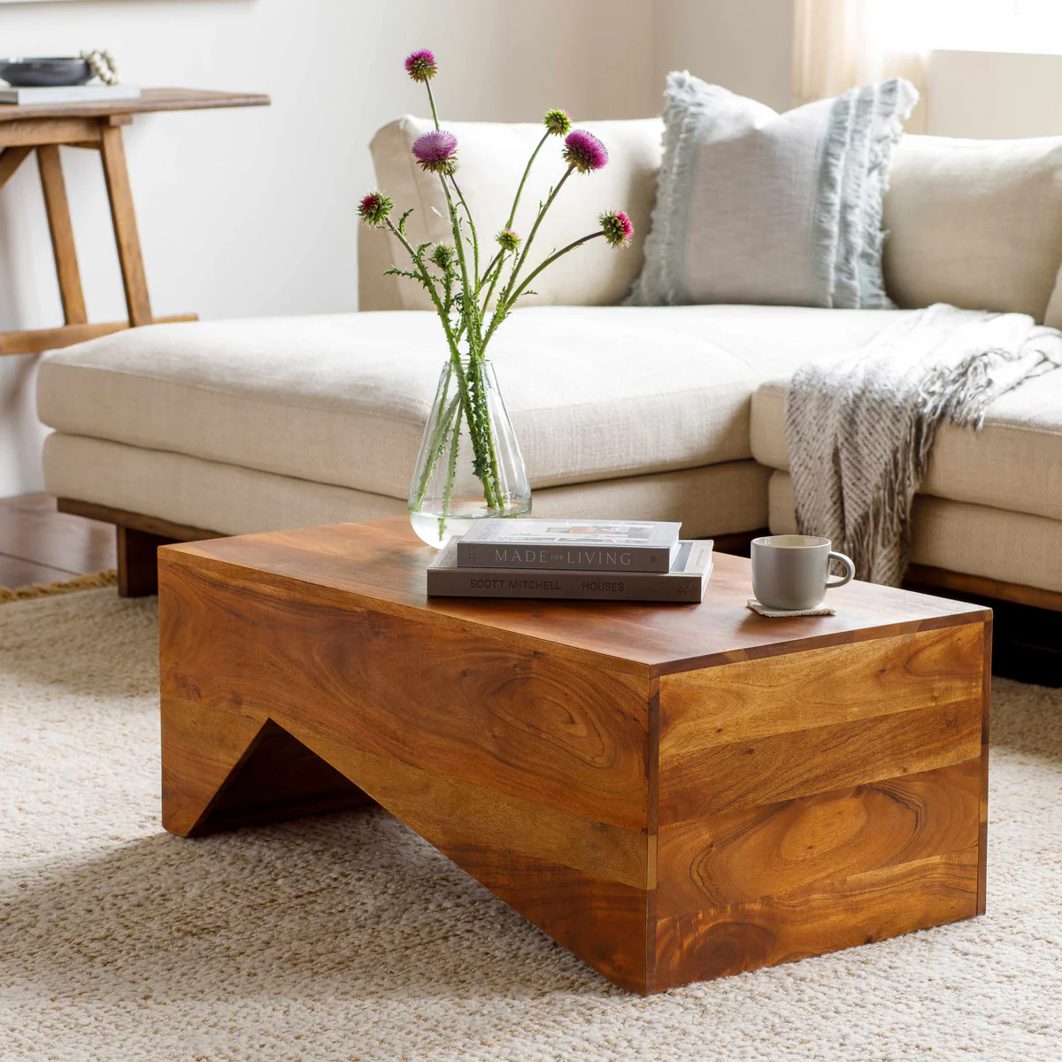 Aumbay Walnut Wooden Coffee Table