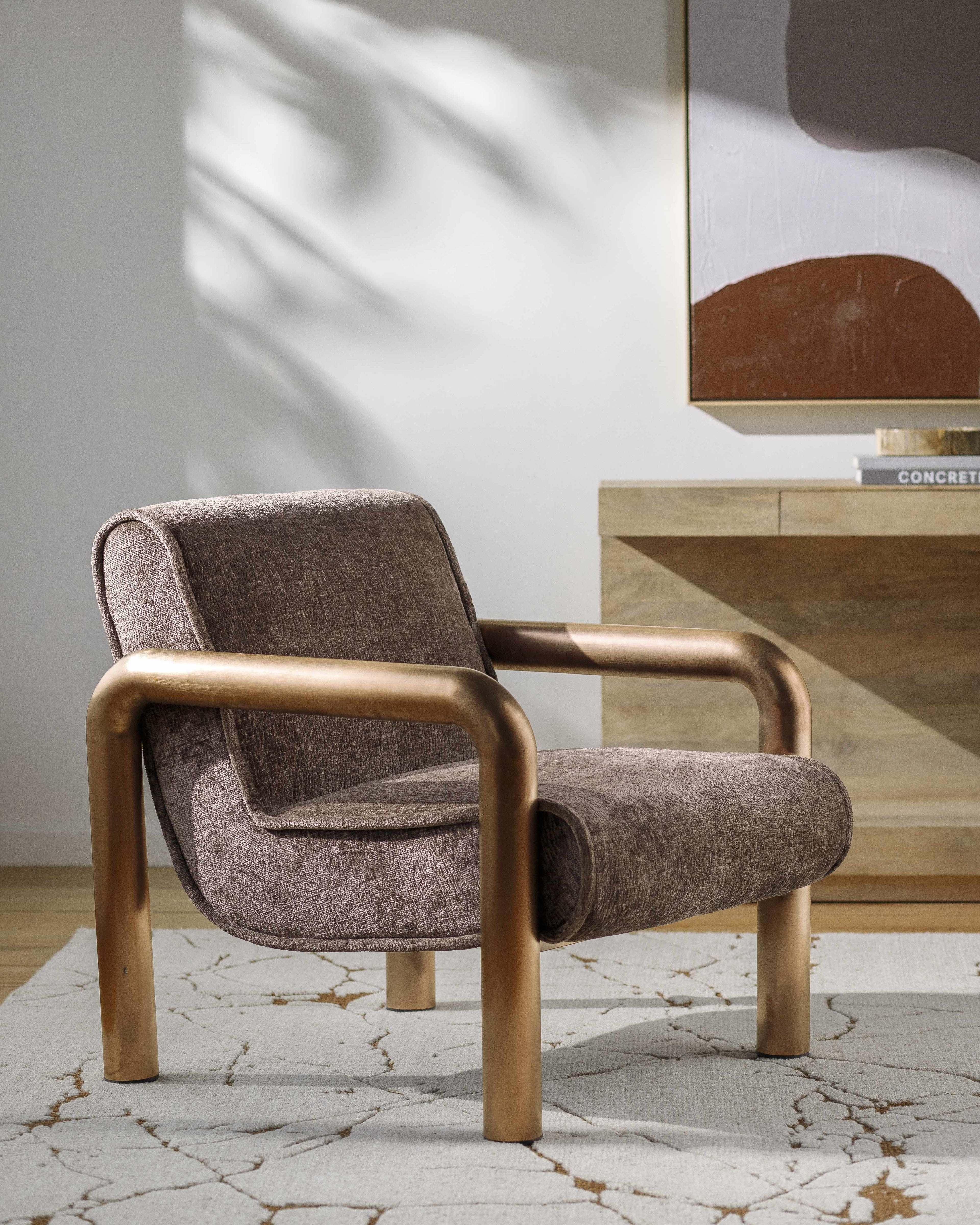 Brezolles Metallic - Brass Accent Chair - Clearance-0