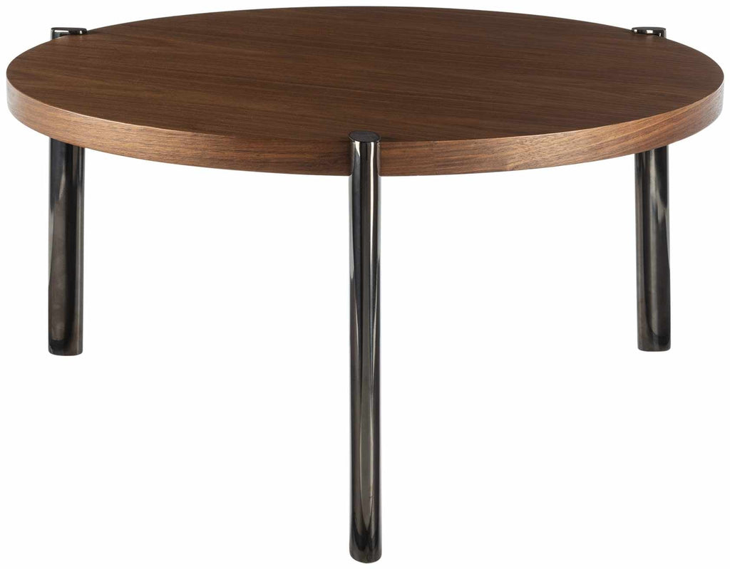Palasbari Round Walnut Metal Coffee Table - Clearance-2