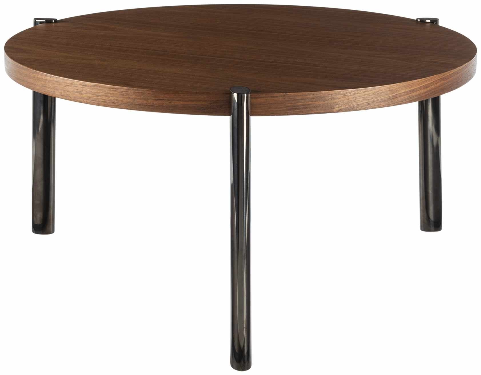 Palasbari Round Walnut Metal Coffee Table - Clearance-2