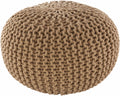 Carr Beige Knitted Cotton Pouf-1