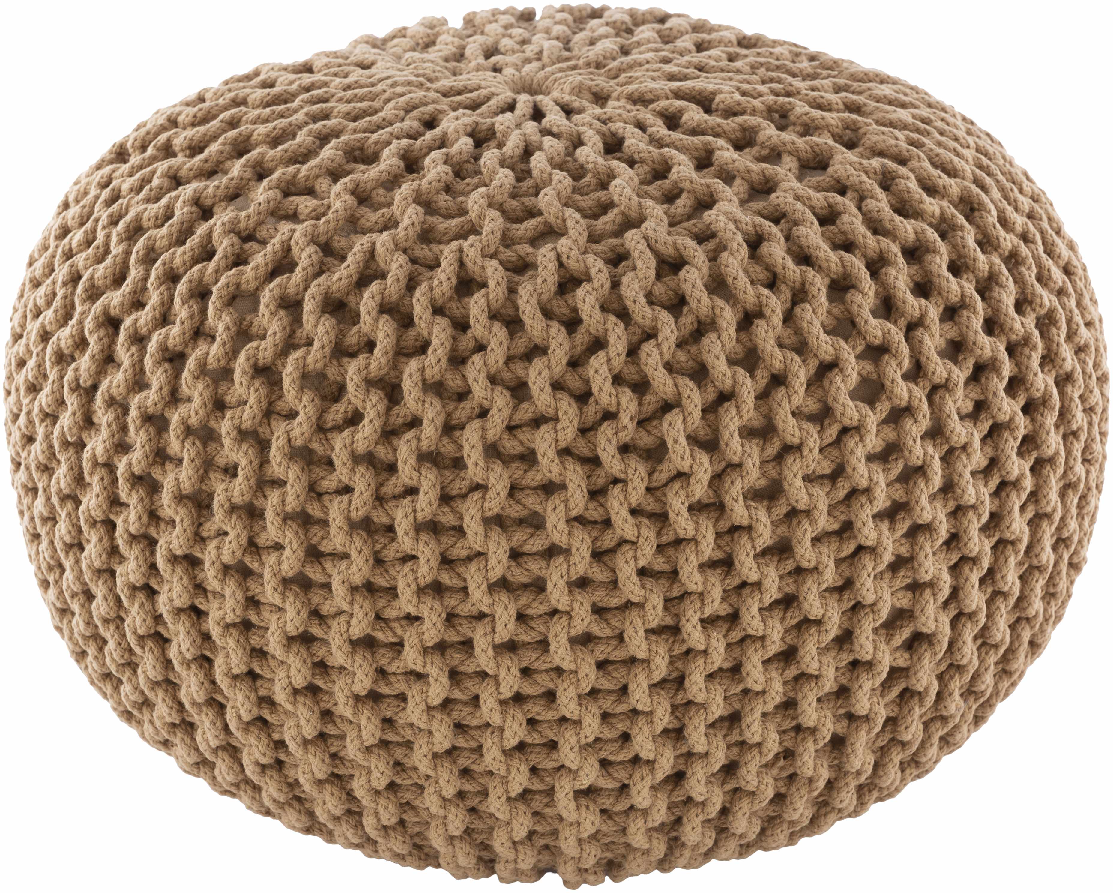 Carr Beige Knitted Cotton Pouf-1