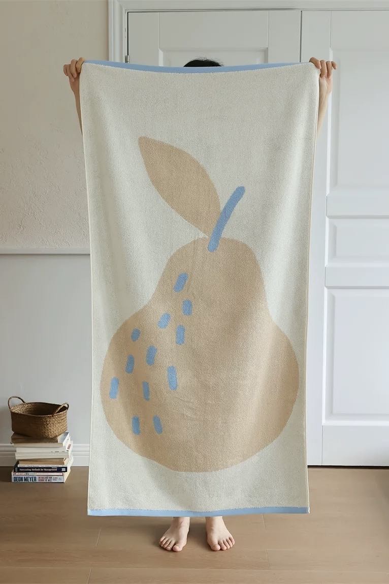Cute Whimsical Pear Bath Towel - Ultra Soft, Absorbent, 100% Staple Cotton-2