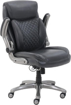 Ergonomic Grey Leather Desk Chair With Adjustable Height-2