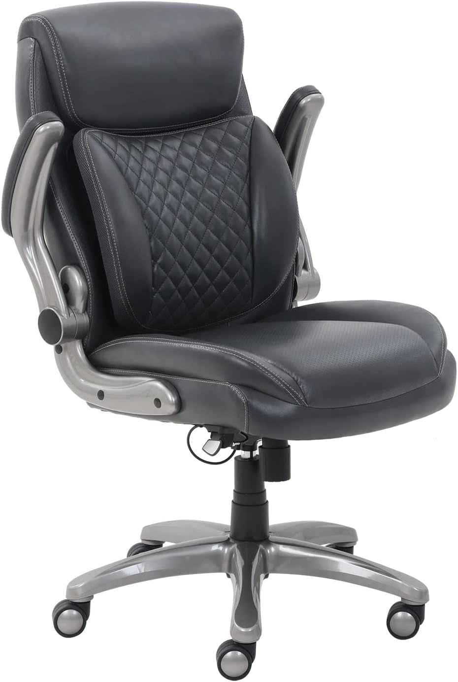 Ergonomic Grey Leather Desk Chair With Adjustable Height-2