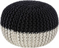 Dothan Knitted Black and Off White Pouf-1