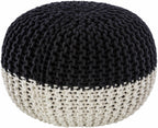 Dothan Knitted Black and Off White Pouf-1