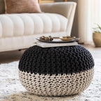 Dothan Knitted Black and Off White Pouf-0