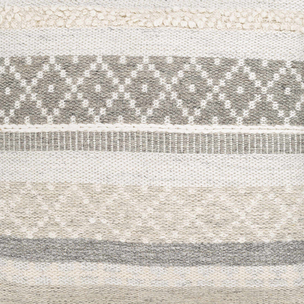 Geyser Woven White Gray Cotton Pouf-4