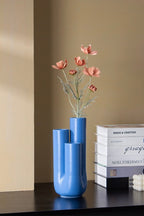 Handmade Funky Memphis Triple Stems Ceramic Vase, Decorative Flower Vessel-1