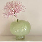 Green Round Glass Flower Vase-0