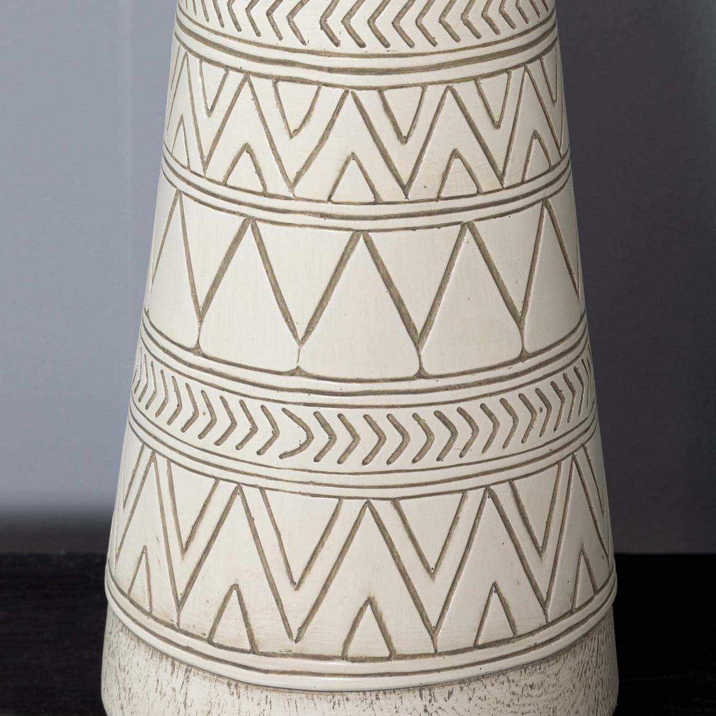 Tan and Cream Resin Lamp with White Linen Table Lamp-4