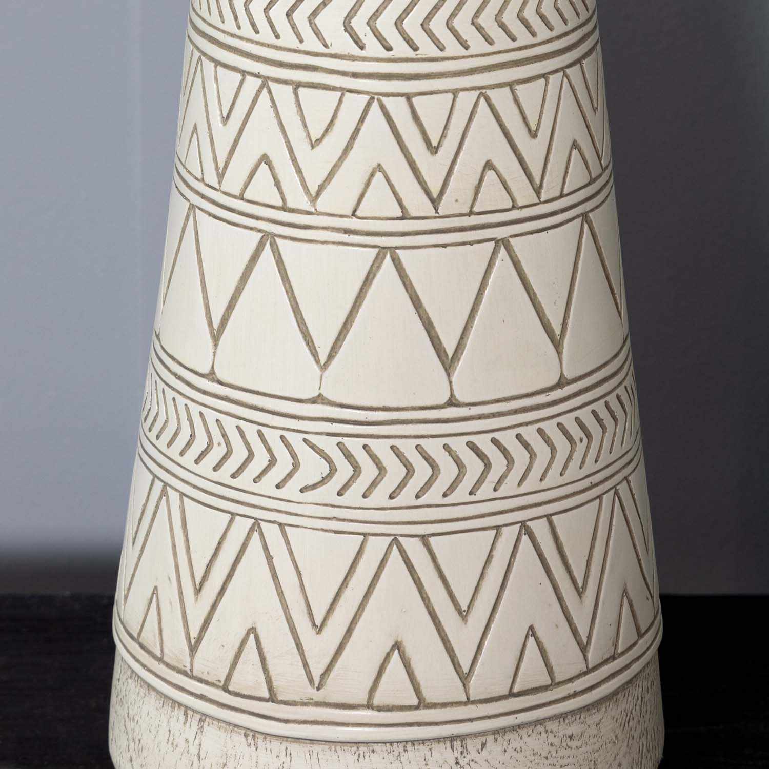 Tan and Cream Resin Lamp with White Linen Table Lamp-4