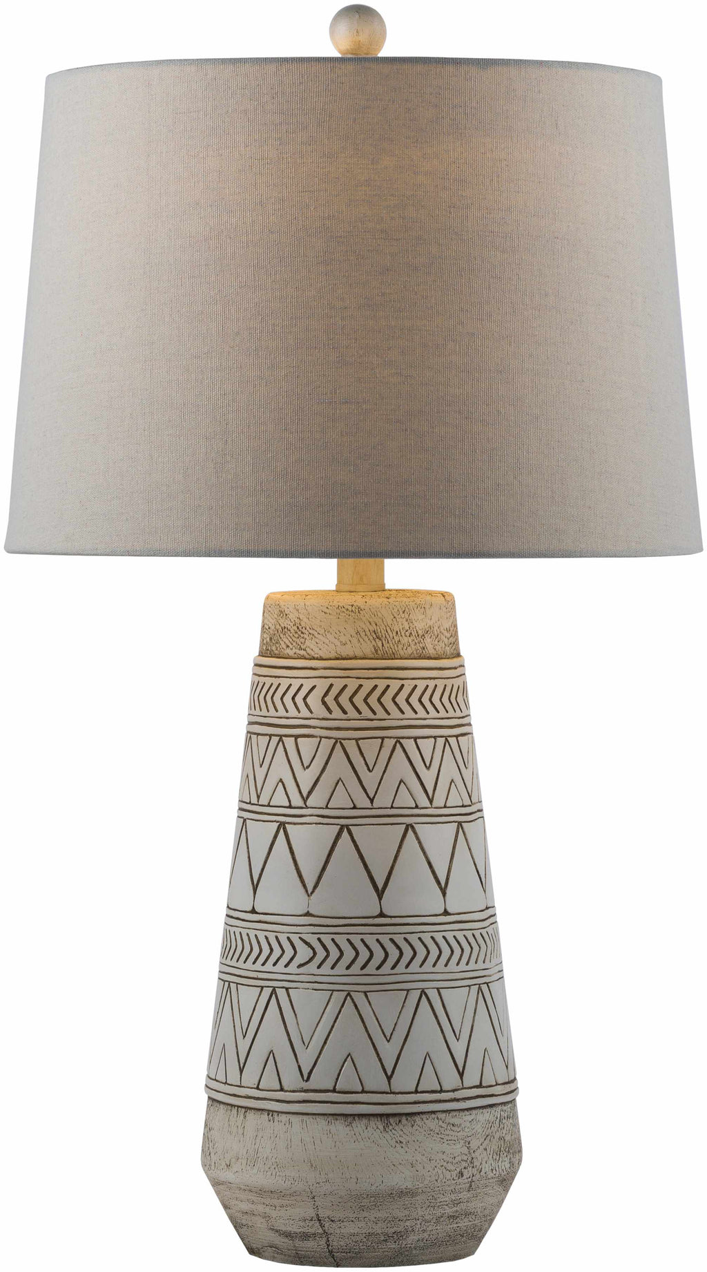 Tan and Cream Resin Lamp with White Linen Table Lamp-3