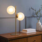 Mustard Modern Table Lamp with glass details for bedside or console tables-2