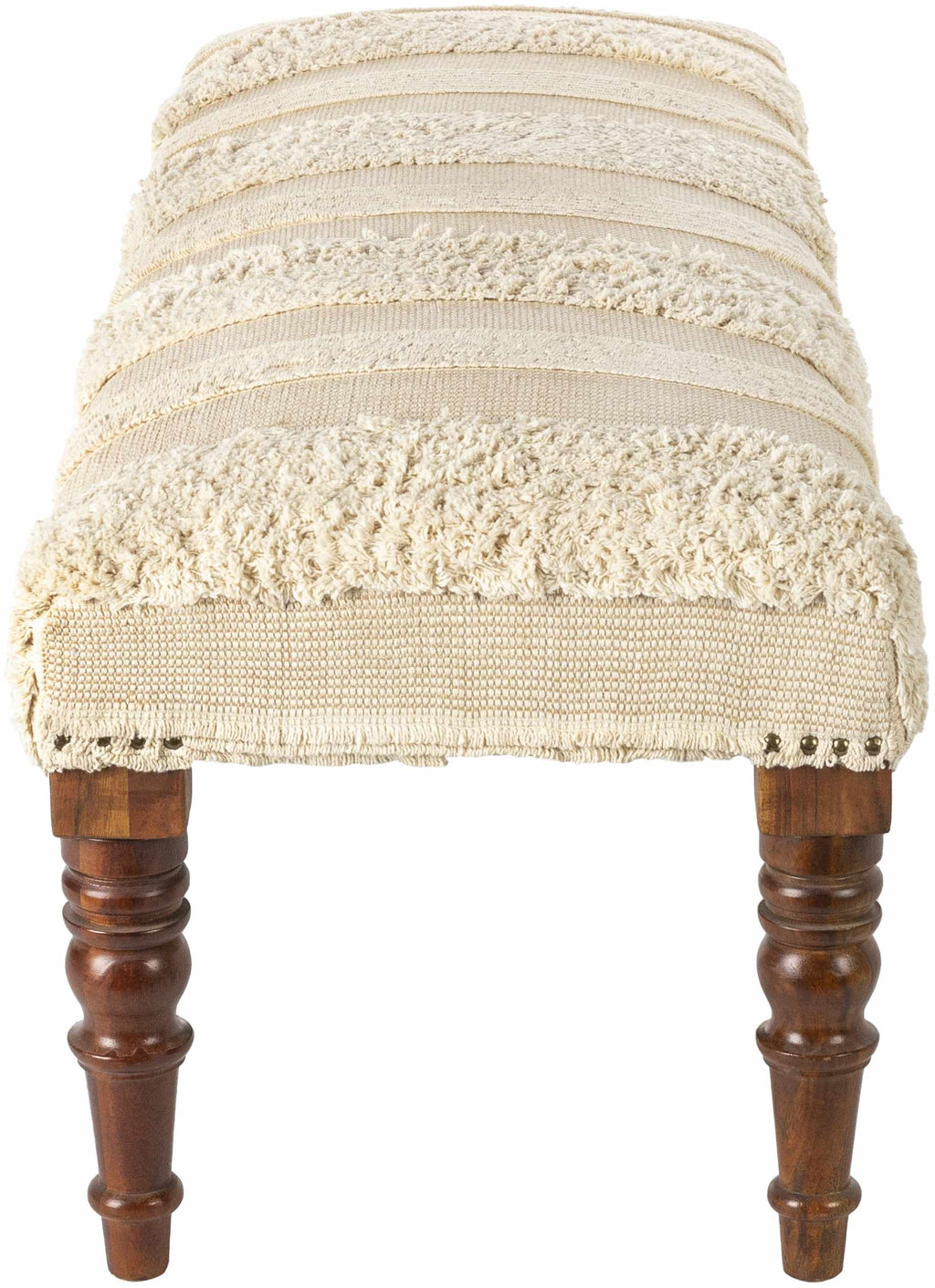 Manzaneque Chenille Striped Beige Bench-2