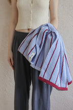 Modern Misty Blue Stripe Bath Towel — 100% Long-Staple Cotton, Soft, Plush & Absorbent-3