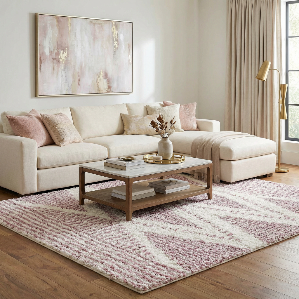 Trunding Plush Area Rug in Pink - Promo