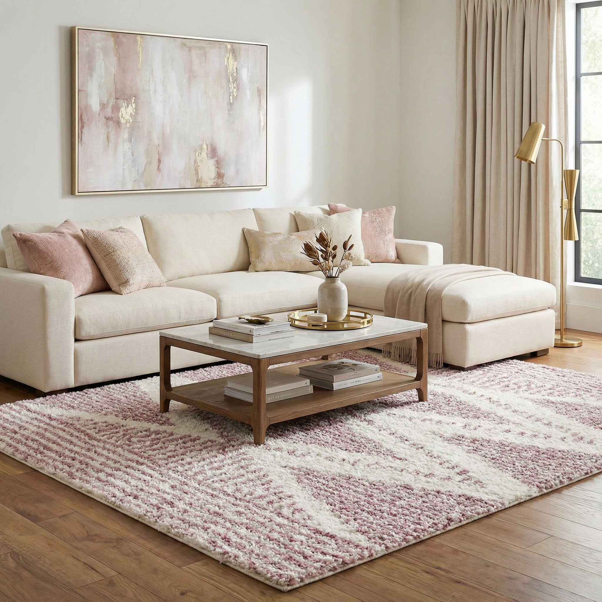 Trunding Plush Area Rug in Pink - Promo