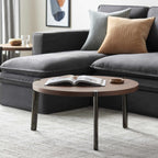 Palasbari Round Walnut Metal Coffee Table - Clearance-4