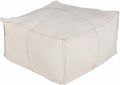 Friendsville Solid & Striped Ivory Pouf-1