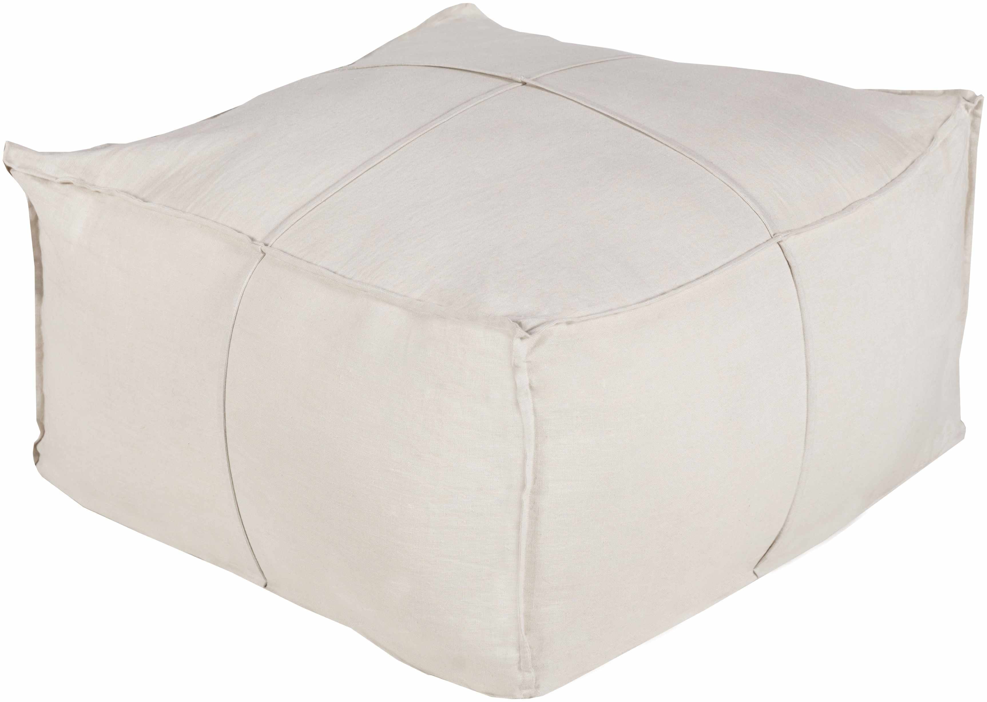 Friendsville Solid & Striped Ivory Pouf-1