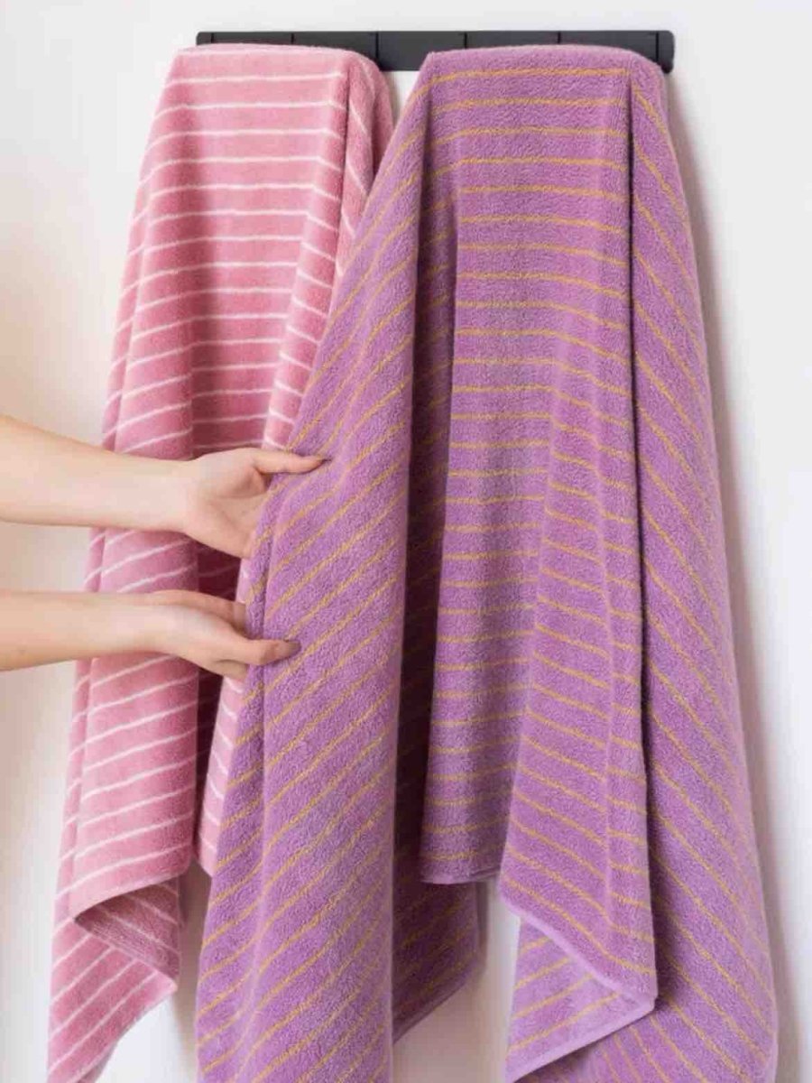 Ultra Soft Absorbent Retro Stripe Bath Towel - 100% Organic Cotton-2