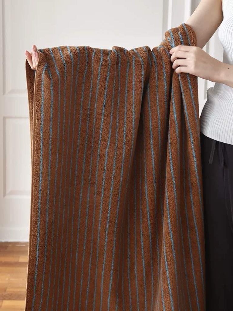 Ultra Soft Absorbent Retro Stripe Bath Towel - 100% Organic Cotton-1
