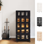 vidaXL Log Holder with Wheels Rolling Storage Firewood Rack Solid Wood Pine-3