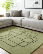 Vatsa Green Abstract Area Rug-1